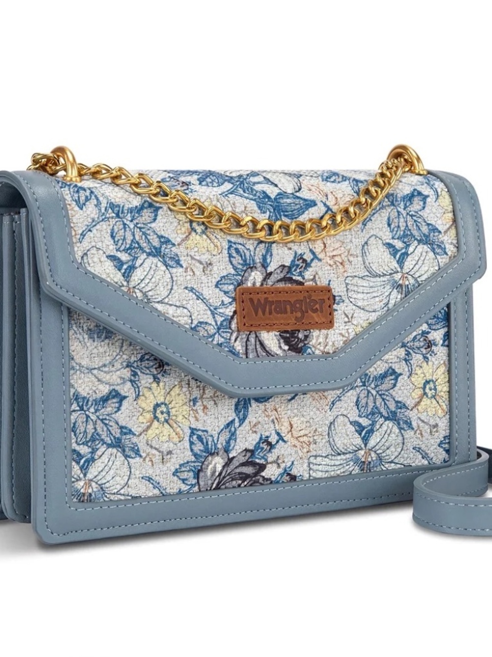Wrangler Floral Print Chain Crossbody Bag Jean